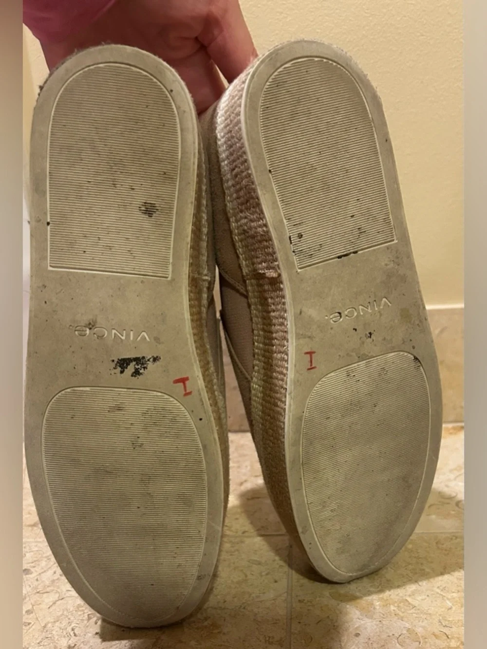 Vince Suede Platform Slip-On Sneakers Cream/Nude Espadrille Sole Size 8